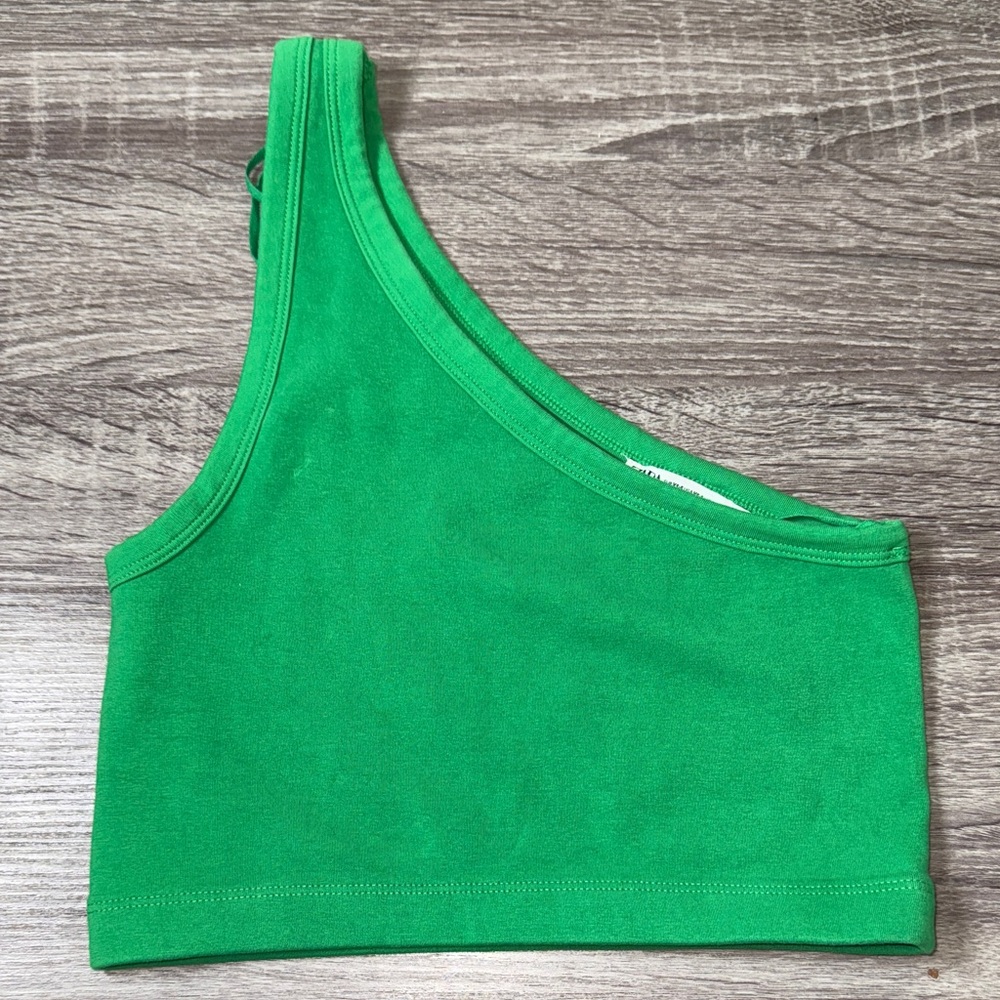 ZARA Asymmetrical One-Shoulder Crop Top – Green‎ – Size XS/S